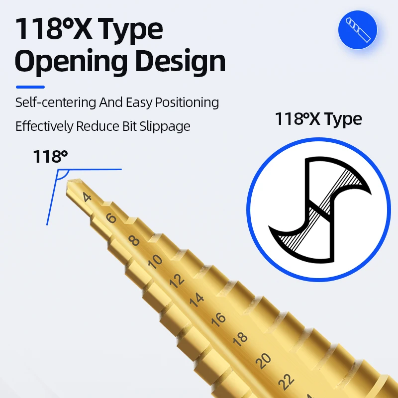 HSS Titanium Step Drill Bit  High Speed Stepped Drill Set Saw Drill Tools Conical Stage Drill For Metal Wood 4-12 4-20 4-32mm