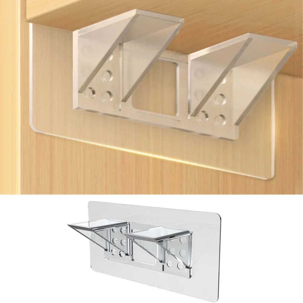 2/4pcs Upgraded No-Drill Adhesive Shelf Brackets, 66 Pounds (Max) Shelf Pins for Cabinet Shelves and Bookcase Shelf Bracket Tabs