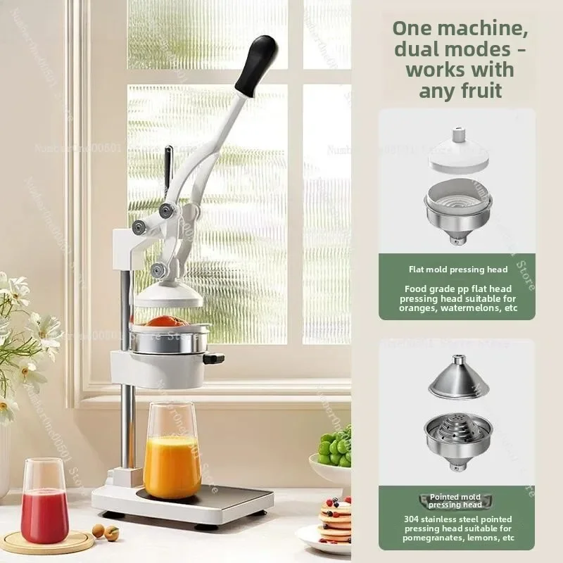 Manual Hand Press Juicer, Stainless Steel Hand Crank Squeezer for Home & Commercial Use, Fast Orange Juice Extractor