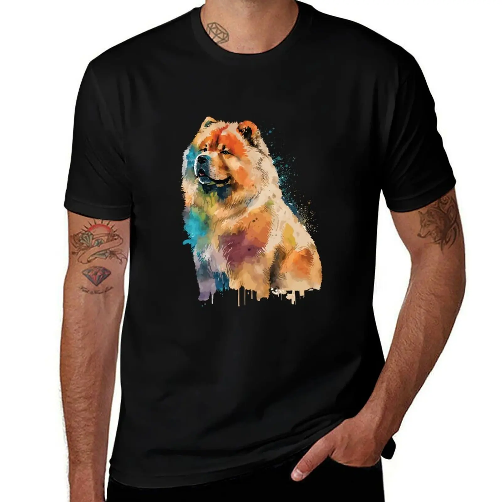 

Chow Chow Dog watercolor portrait T-Shirt cotton t shirt pack man t shirt cotton high quality