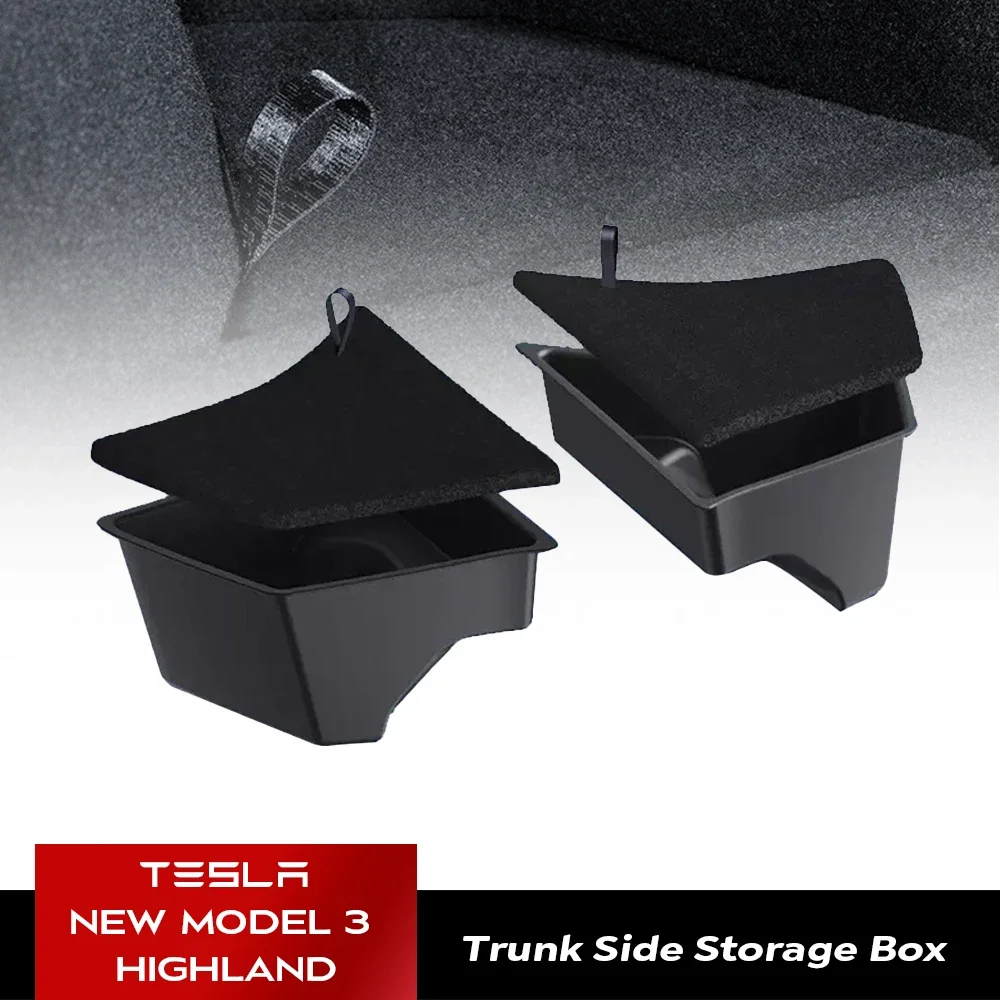 

For Tesla Model 3 Y RWD 2021-23 Car Trunk Side Storage Box Hollow Cover Organizer Flocking Mat Partition Board Stowing Tidying