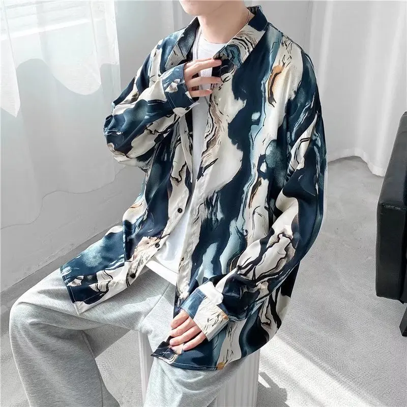 

Loose Men's Long Sve Dyed irt Spring Autumn Heavy 300 Pou Korean Sle Retro Japanese Outerwear Casual Faion