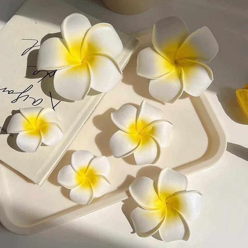 1Pc Plumeria Flower Hair Clips For Women Girls Hairpins Egg Flower Barrette Hawaiian Wedding Artificial Headwear 머리핀