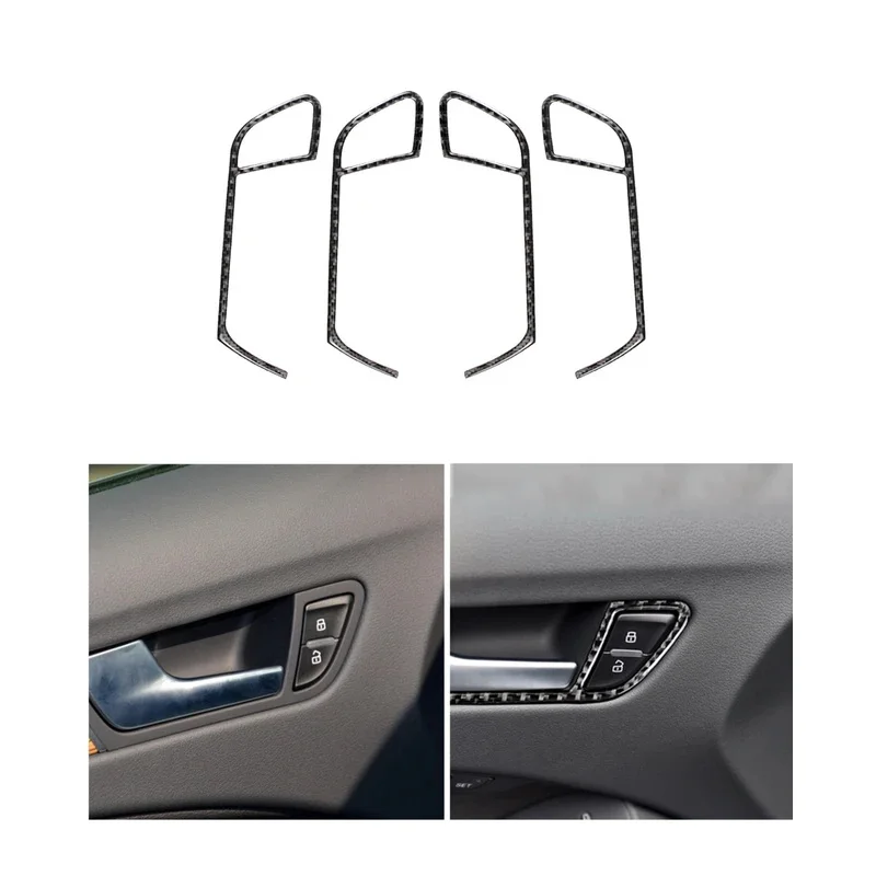 Car Interior Door Handle Cover Trim For Audi A4 A5 B8 Door Bowl Stickers Decoration Car Accessories Styling Carbon Fiber