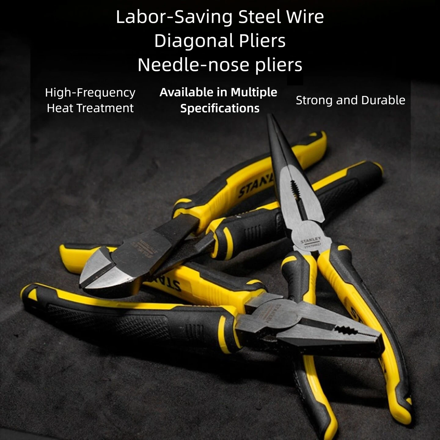 Stanley Steel Wire Pliers - Sturdy, Durable, Effort-Saving, Chrome Vanadium Steel, Industrial-Grade Wire Cutters, Household Tool