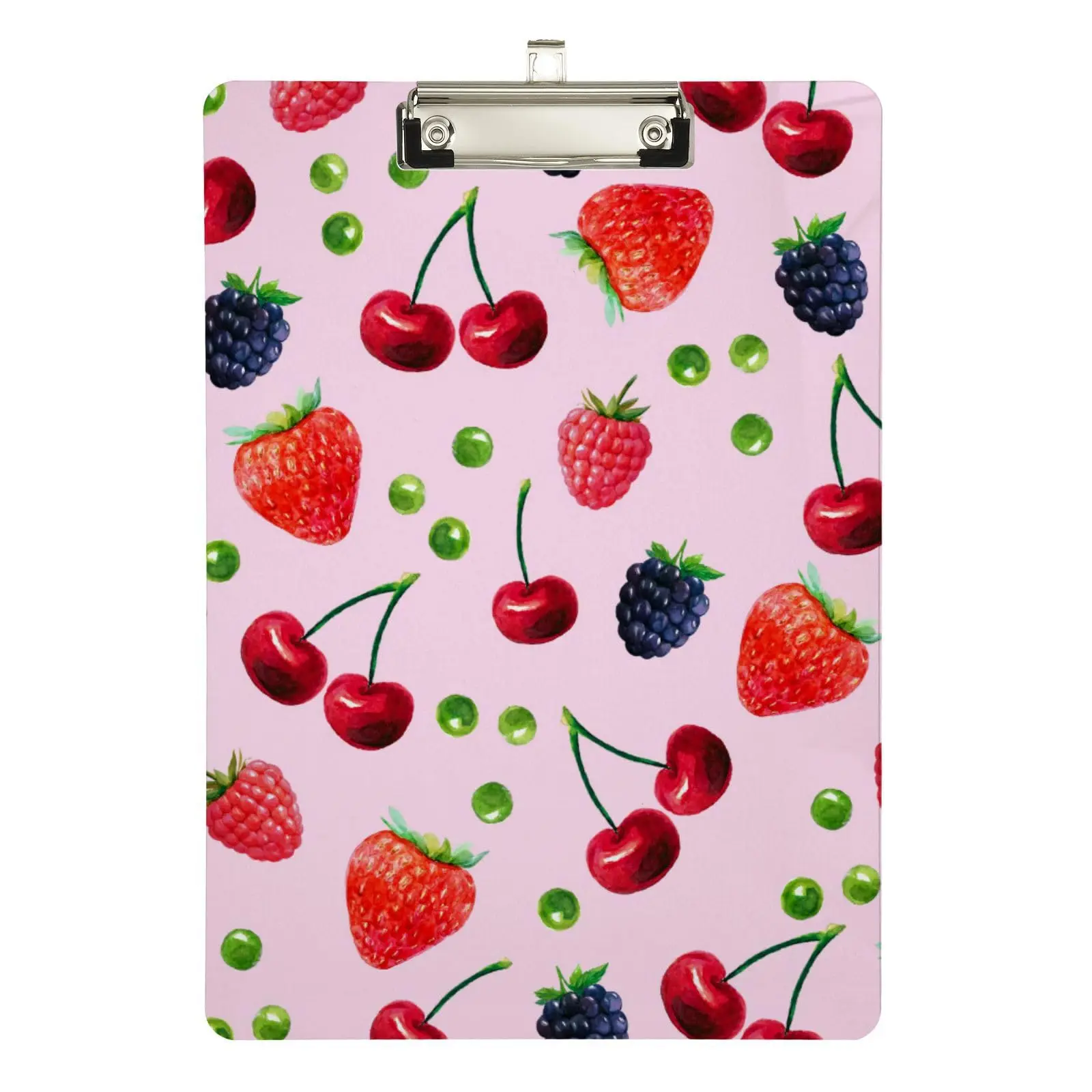 Clipboard Nursing Cherry Acrylic Clip Board with Low Profile Metal for A4 Paper Size Clip Hangable Office School File Folder