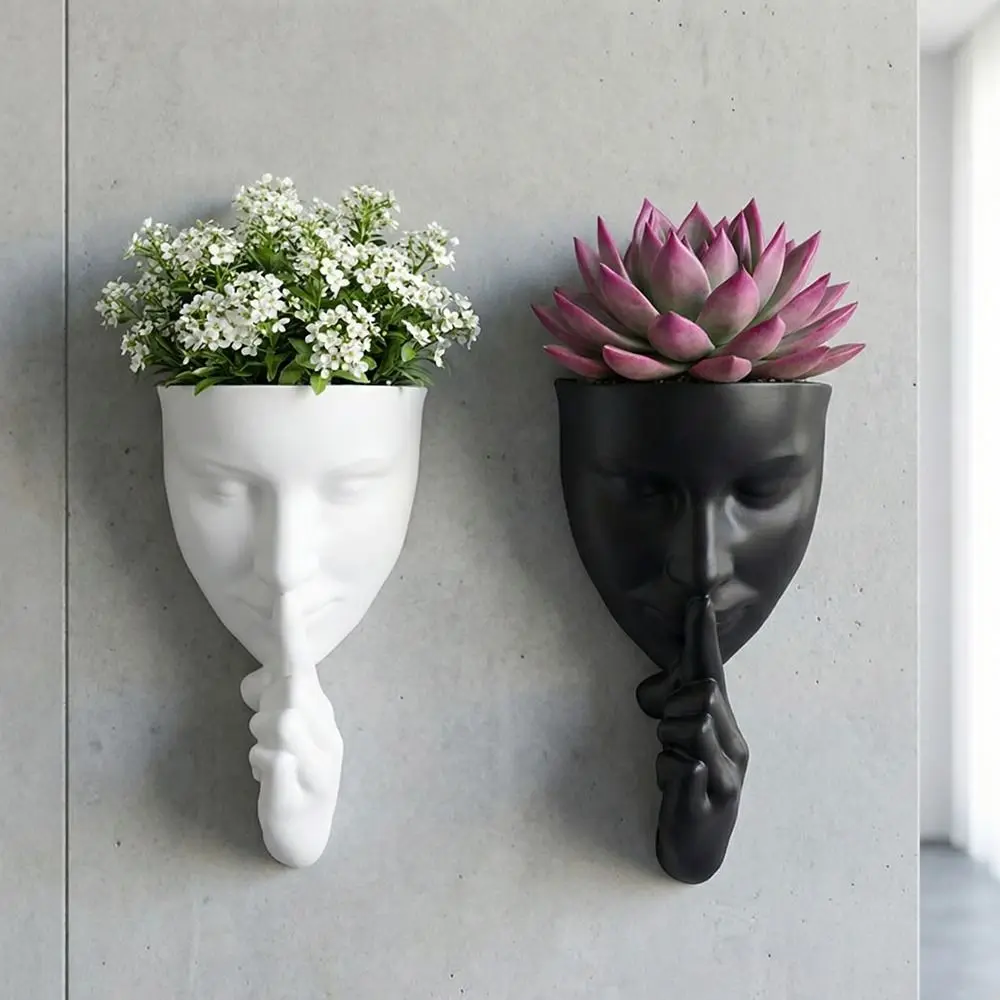 Silent Human Face Decorative Vases Handmade Craft Aesthetic DIY Mask Flower Pots Bohemian Style