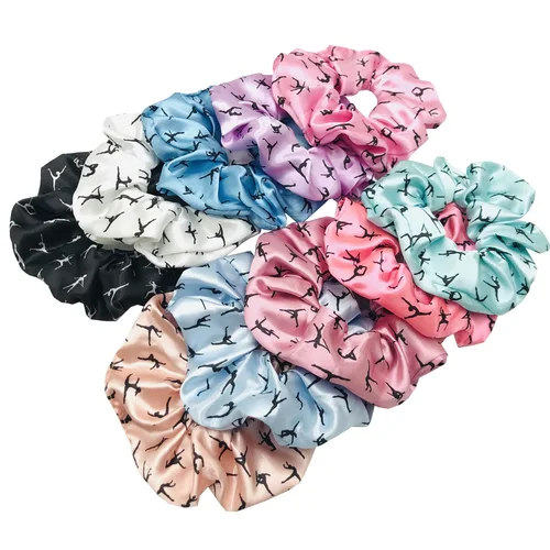 Imagen 2 del producto 5 uds/20 piezas Uds. Gomas para el pelo con estampado de gimnasia y danza, banda elástica para el pelo de alta elasticidad, soporte para cola de caballo, accesorios para el cabello para mujer