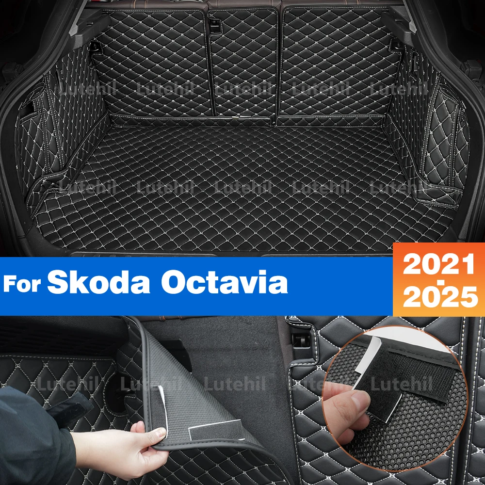 

Подкладка для багажника для Skoda Octavia 2021-2025, аксессуары, всепогодный коврик для багажника, ковер с защитой спинки, коврик для багажа 2024 2023