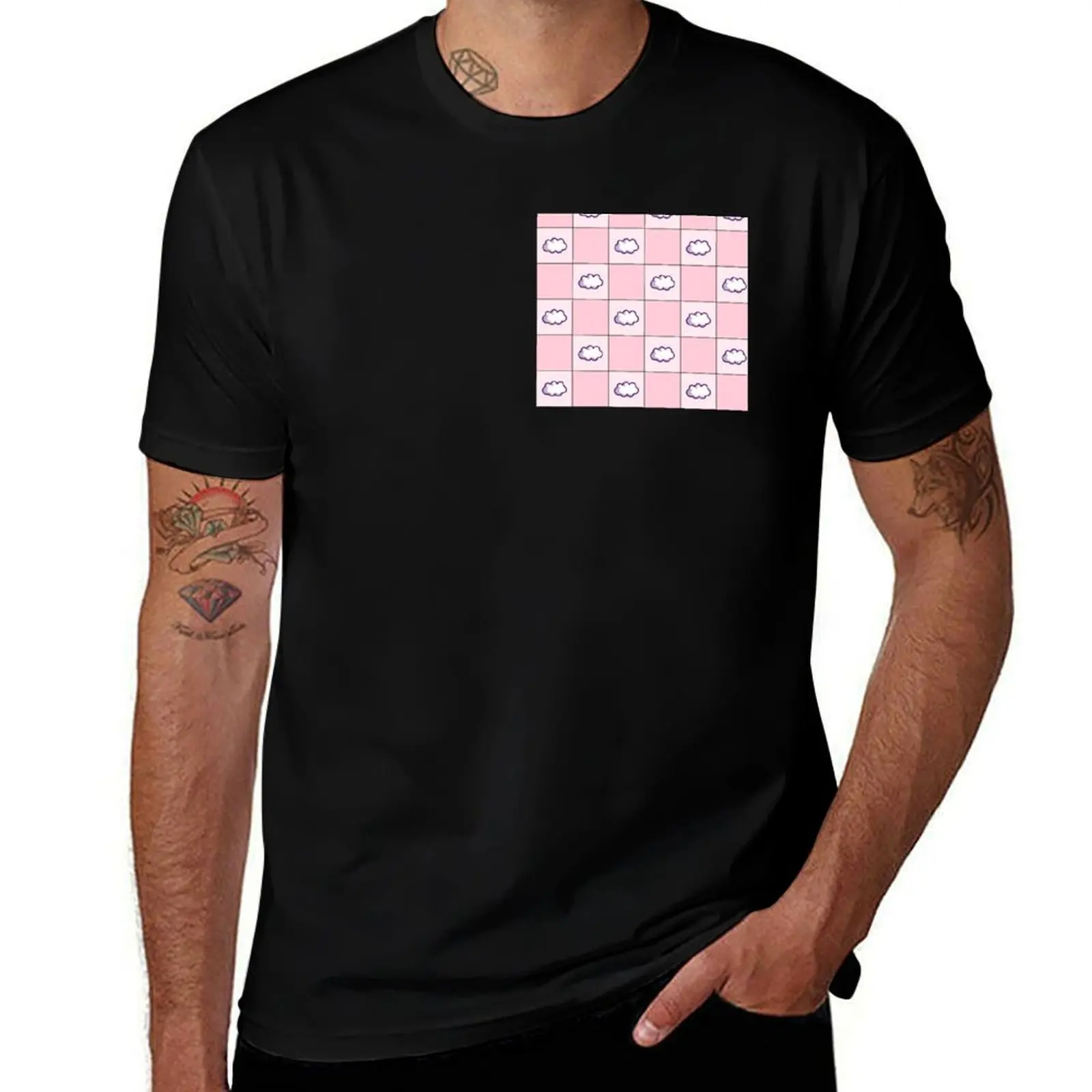 

Cute Cloud Pattern – Soft Pink Kawaii Sky Design T-Shirt graphic shirts football t shirt vintage t shirts cotton t shirt men
