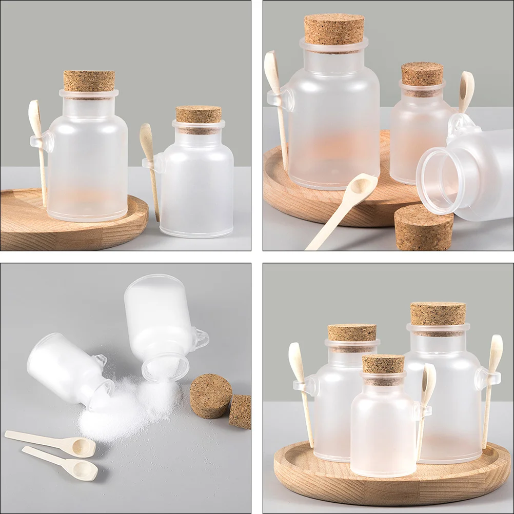 6 مجموعة قناع زجاجة البودرة مجموعة 100 جرام المحمولة حمام الملح الحاويات مع ملعقة مختومة تخزين جرة للسفر منفصلة فارغة