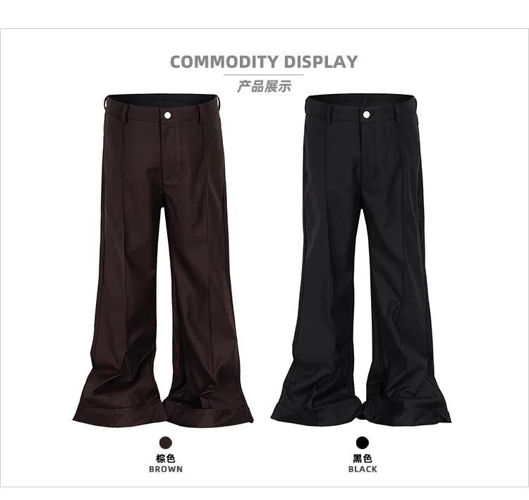 MIJKO American Style Suit Flare Pants Men Solid Pocket Zipper Fashion Trend Casual Loose Straight Wide Leg Trousers DC/C857/73