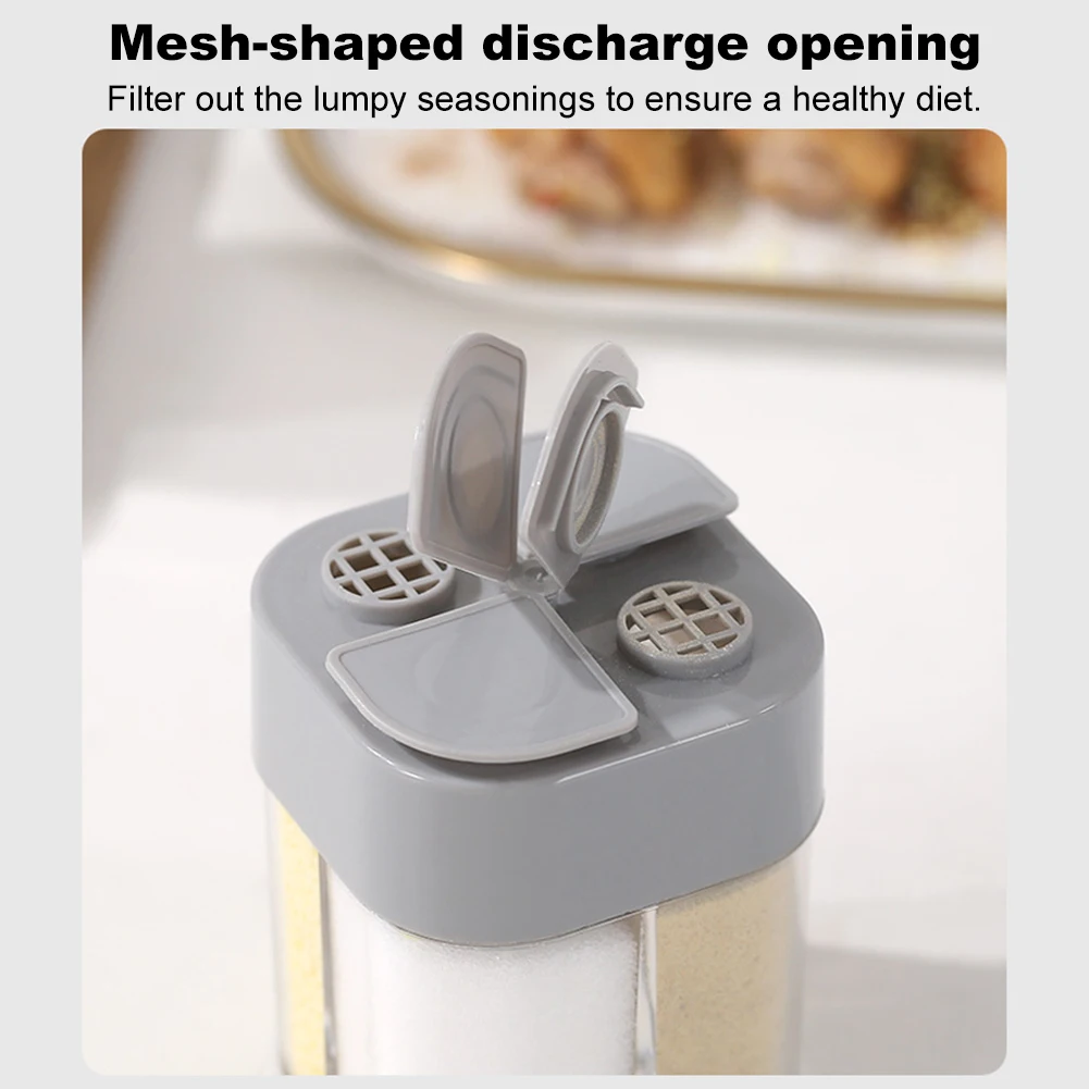 4-in-1 スパイスディスペンサー 4 グリッドスパイスコンテナ 蓋付き 塩コショウシェーカー 屋外調理 BBQ用