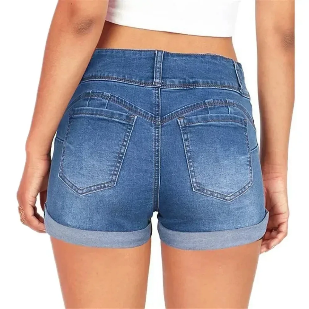 Women's s-3xl New Summer Fashion Waistband Denim Stretch Fabric Shorts Casual Versatile Street Shorts Hot and Spicy Trendy Items