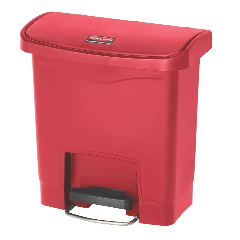 13 Gallon Red Bin Commercial Products Streamline Slim Plastic Trash Garbage Can Household Cleaning Tools Freight free