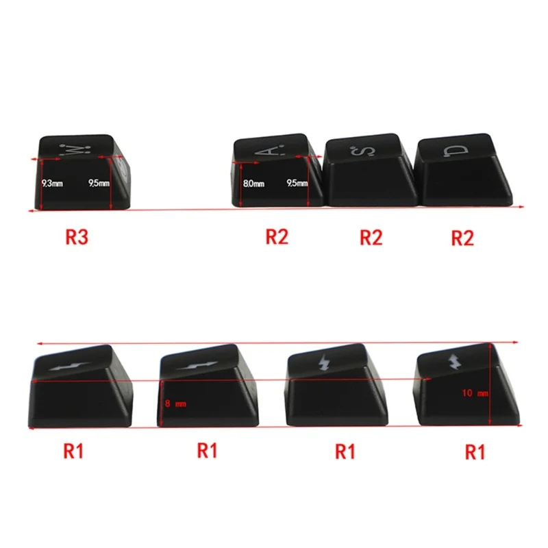 4 Pcs/set Lightning ABS Personalized Transparent Keycaps Wasd Direction Keys Keycaps for Cherry Mechanical Keyboard