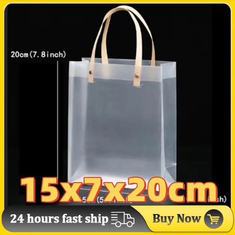 Transparent Frosted Tote Bag 15x7x20cm 1PC PVC Waterproof Eco-friendly Companion Gift Candy Bag Holiday Gift Bag Christmas Party