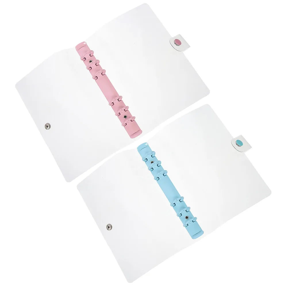 

2Pcs A6 Clear Notebook Binder Plastic Cover Adjustable Clips File Organizer for Office Document Storage