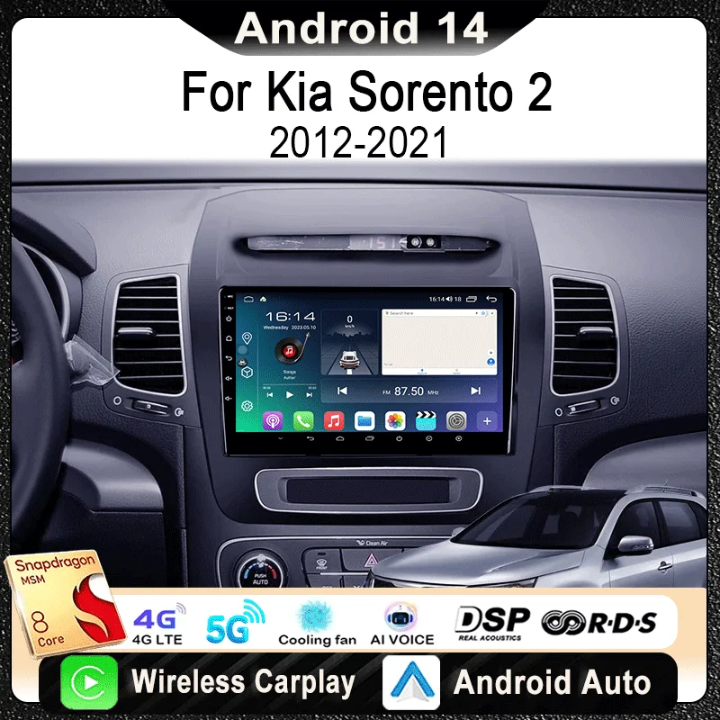 

For Kia Sorento 2 II XM 2012 - 2021 Car Radio Multimedia Video Player Navigation Stereo GPS Android 14 wireless Carplay