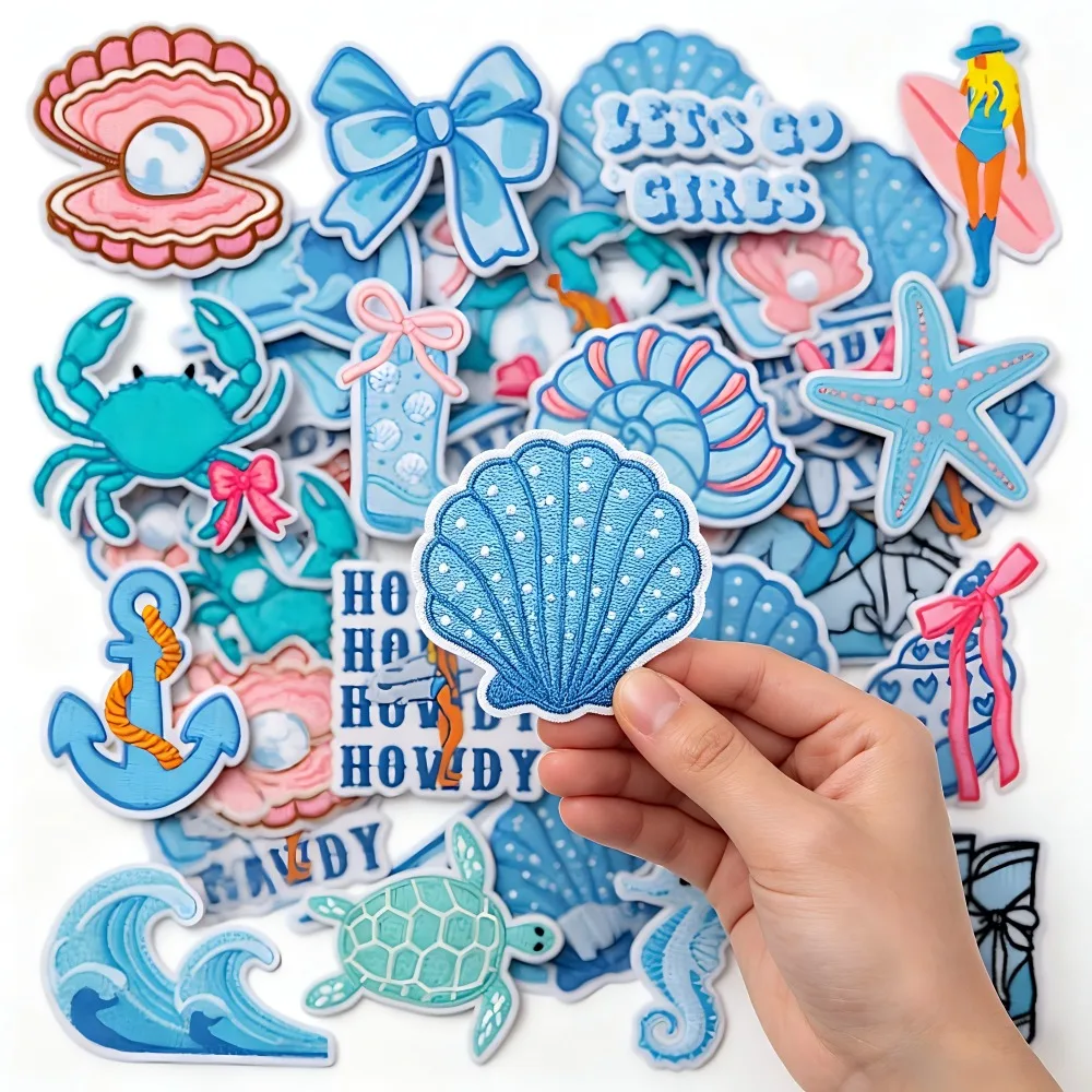 

Marine Embroidery Patch Seahorses Iron on Patches DIY T-shirt Backpack Craft Decor Repair Bag Sticker Sewing Applique Accessory