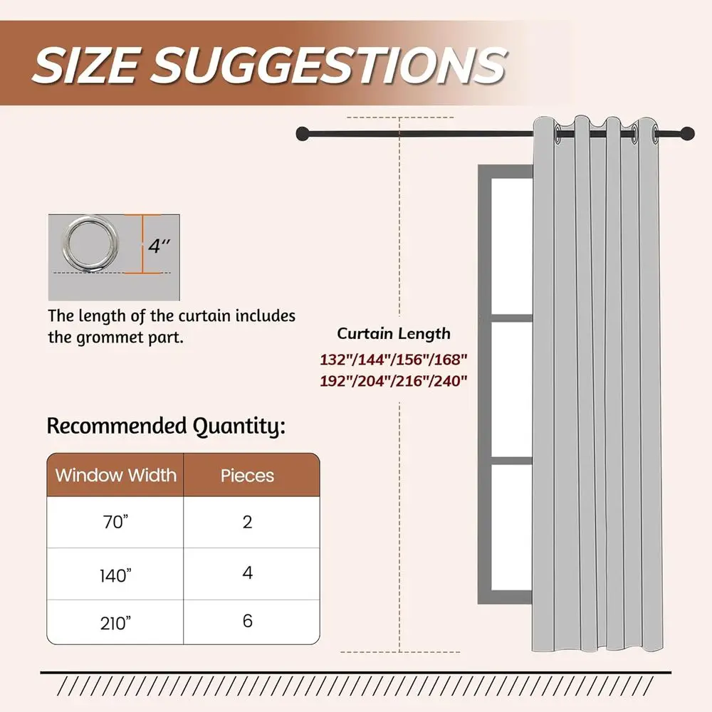 Gorden Kedap Suara Navy Blue 12 kaki Panjang, 144 Triple-Weave untuk Ruang Tamu dengan Plafon Tinggi