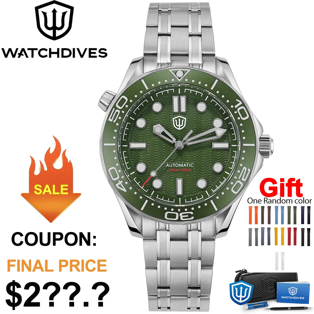 Watchdives WD007ST Watch NTTD NH35 Movement Stainless Steel Adjustment Clasp Dive Watches Sapphire Luminous 39mm Men Wristwatch