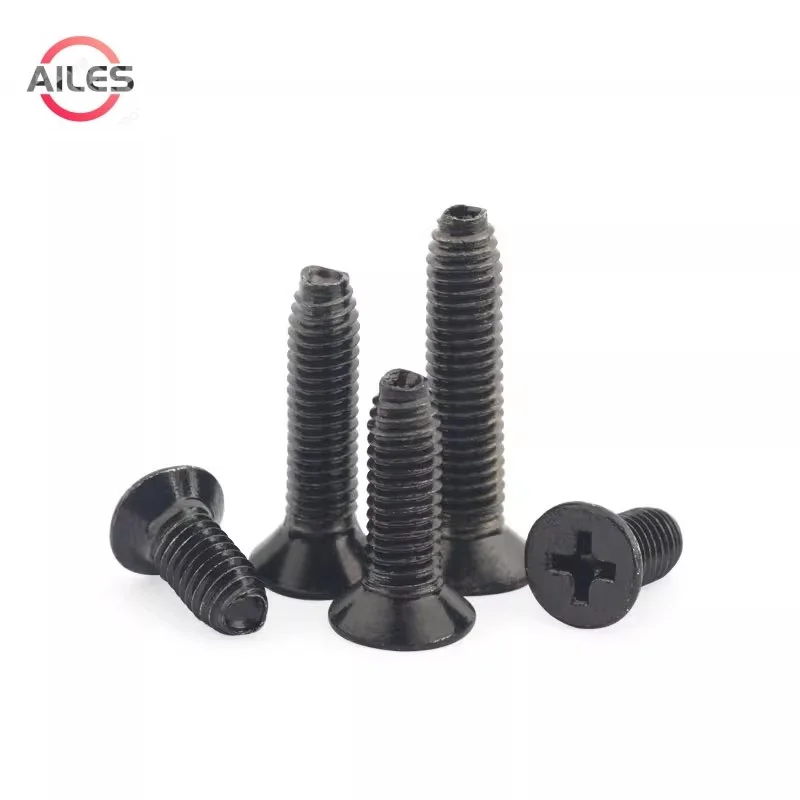 

M3 M4 M5 M6 Self Tapping Screws Black Zinc Plate Carbon Steel Flat Heaf Cross Recessed Self Threading Triangular Thread Screws