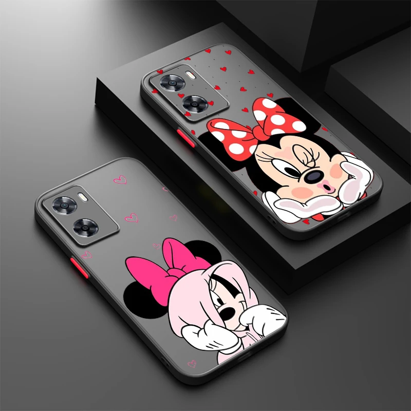 

Mickey Minnie Mouse For Oppo A98 A78 A94 A76 A74 A73 A54 A53 2020 Reno 8 7 6 5 5G Frosted Translucent Cover Capa Fundas