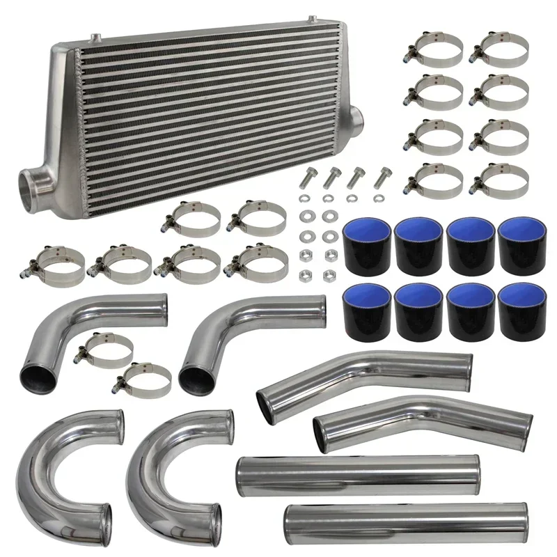 600mmx300mmx76mm Black Front Mount Intercooler w/3