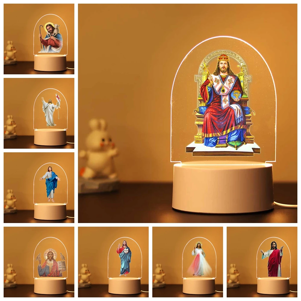 1 pc NEW Jesus 3D Touch LED Night Light for Children\'s Room Decor the Kids Birthday Gift