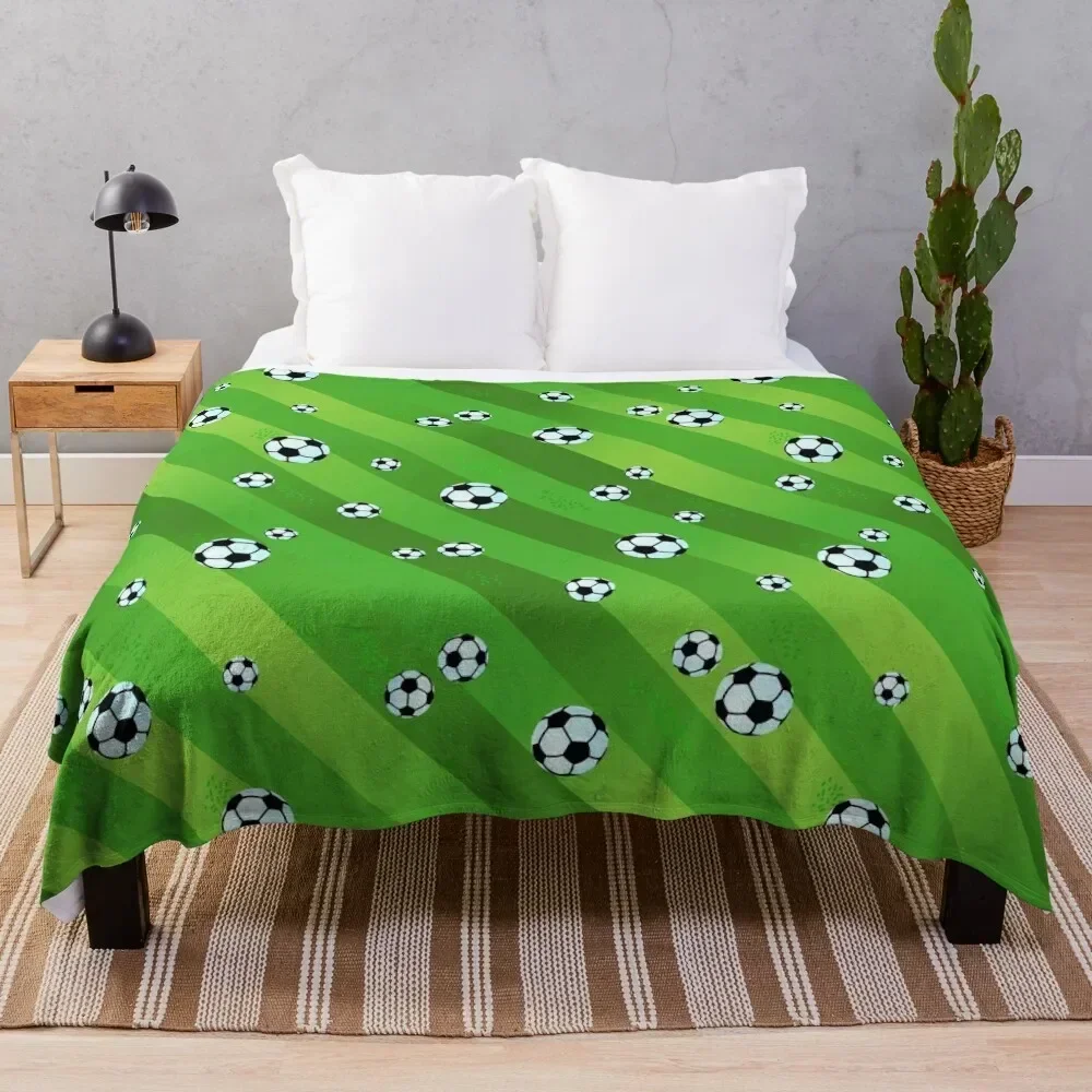 

Seamless pattern of soccer field and balls Throw Blanket Large wednesday Comforter Luxury Brand Blankets