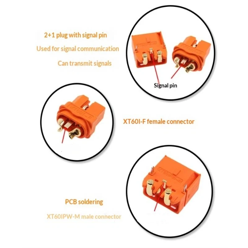 AMASS XT60I-F 2+1 Signal Pin Connector Male Female Plug Great Conductivity for RC Helicopter Lipo Battery Plug
