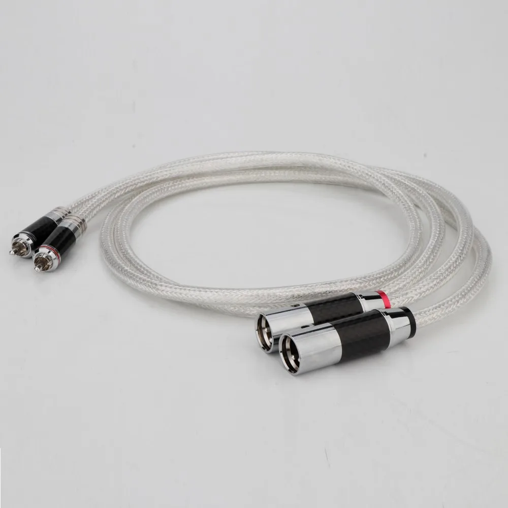 

PAIRX451 99.998% Pure Silver Carbon Fiber RCA To XLR Cable HiFi Audio Interconnect Solid PSS Pure Silver Core Silver-Plated Plug