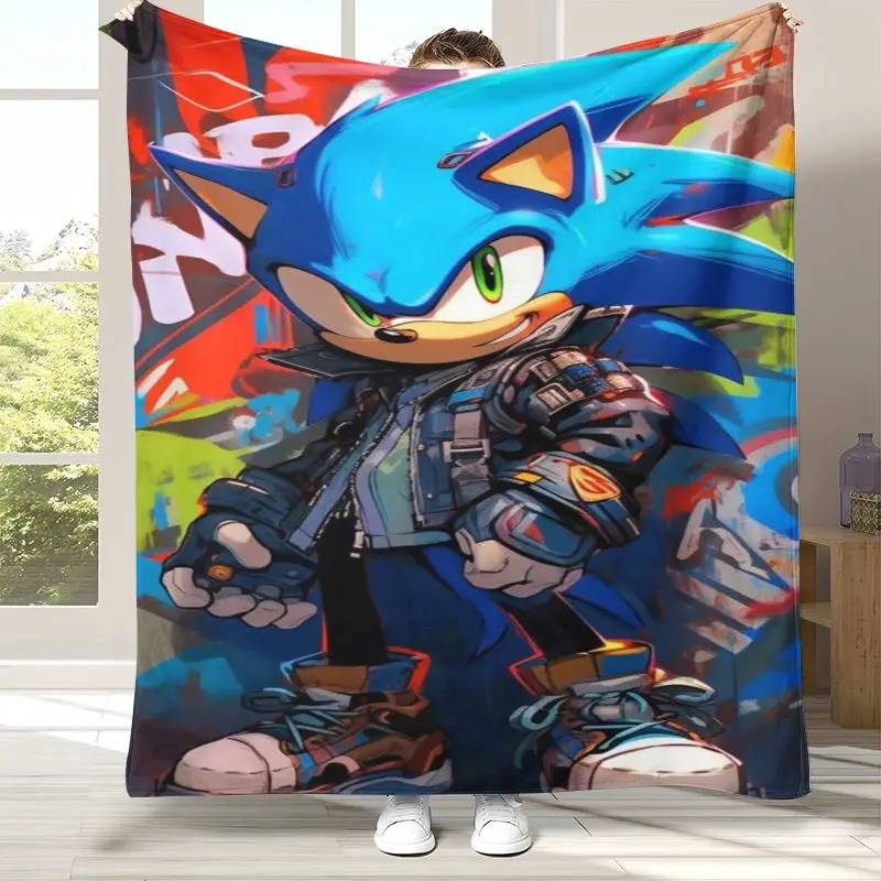 Vintage S-Sonic Rings K-Knuckles Game Flannel Throw Blanket,Cozy Warm Blanket for Bed,Sofa,Living Room,Picnic,Camping,Home Decor