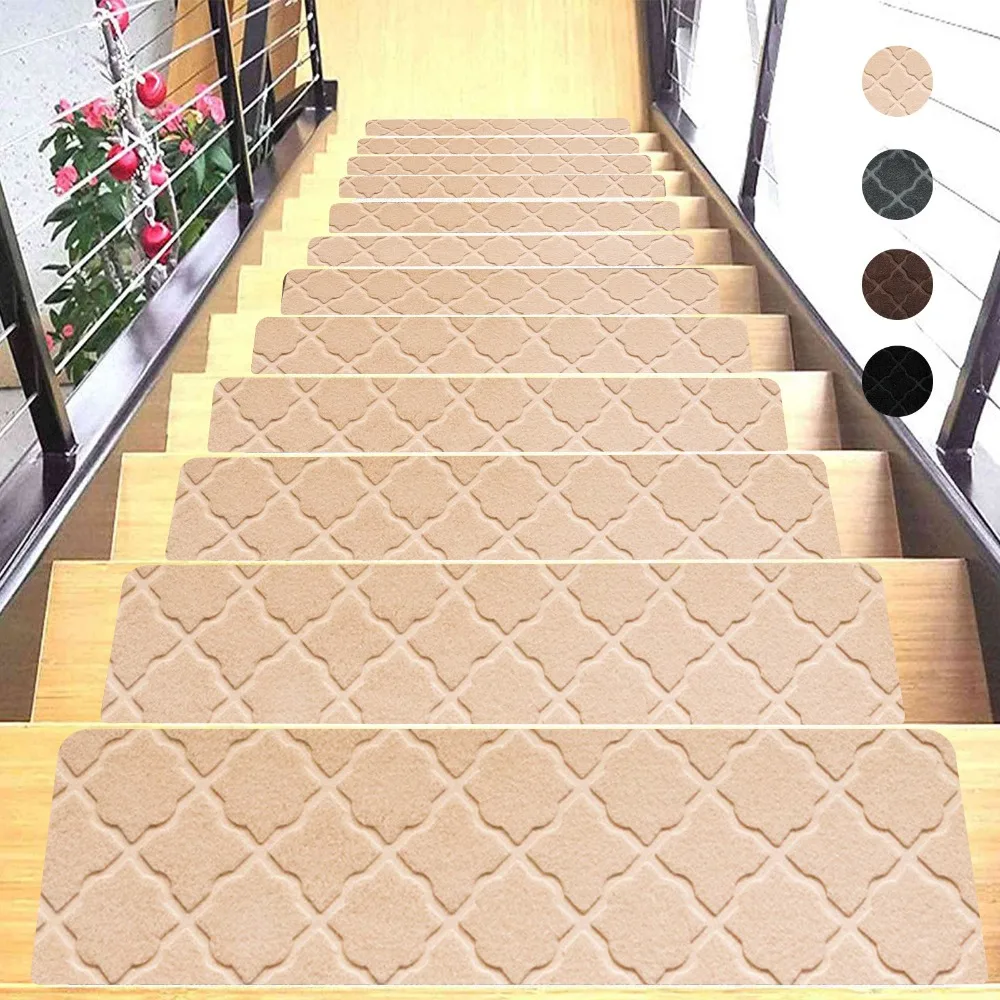 New Self-adhesive Staircase Mat Safety Non-Slip Stair Tread Carpet Mat Soft Stripe Protection Cover Pads Home Decor