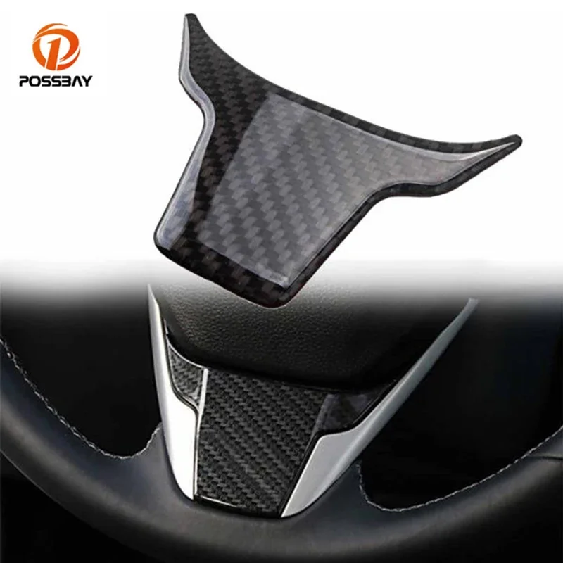 Car Carbon Fiber Steering Wheel Cover Trim Sticker Auto Interior Mouldings for Honda Civic 10th 2016 2017 2018 2019 2020 2021