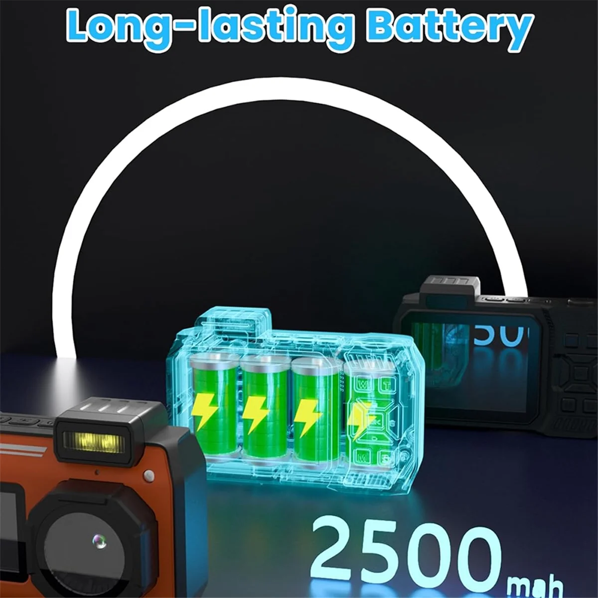 효율적인 방수 카메라 4K 65MP 수중 카메라(64G 카드 포함), 블랙