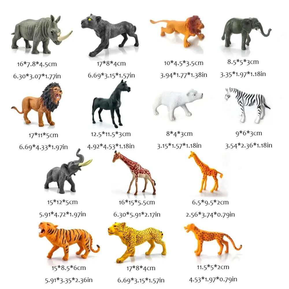 Modello di animale selvatico della giungla artificiale Rinoceronte Cavallo Mini modello di elefante Leopardo Orso polare Giocattolo tigre realistico