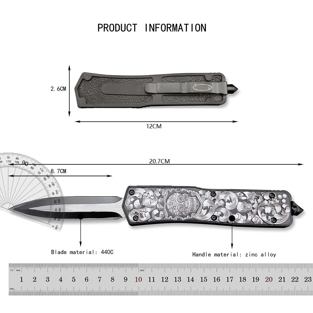 NEW MICR 7699 Tactical Knife 440C Blade Zinc Alloy Handle Outdoor EDC Pocket Knives Utility Camping Hunting Tool Folding Knife