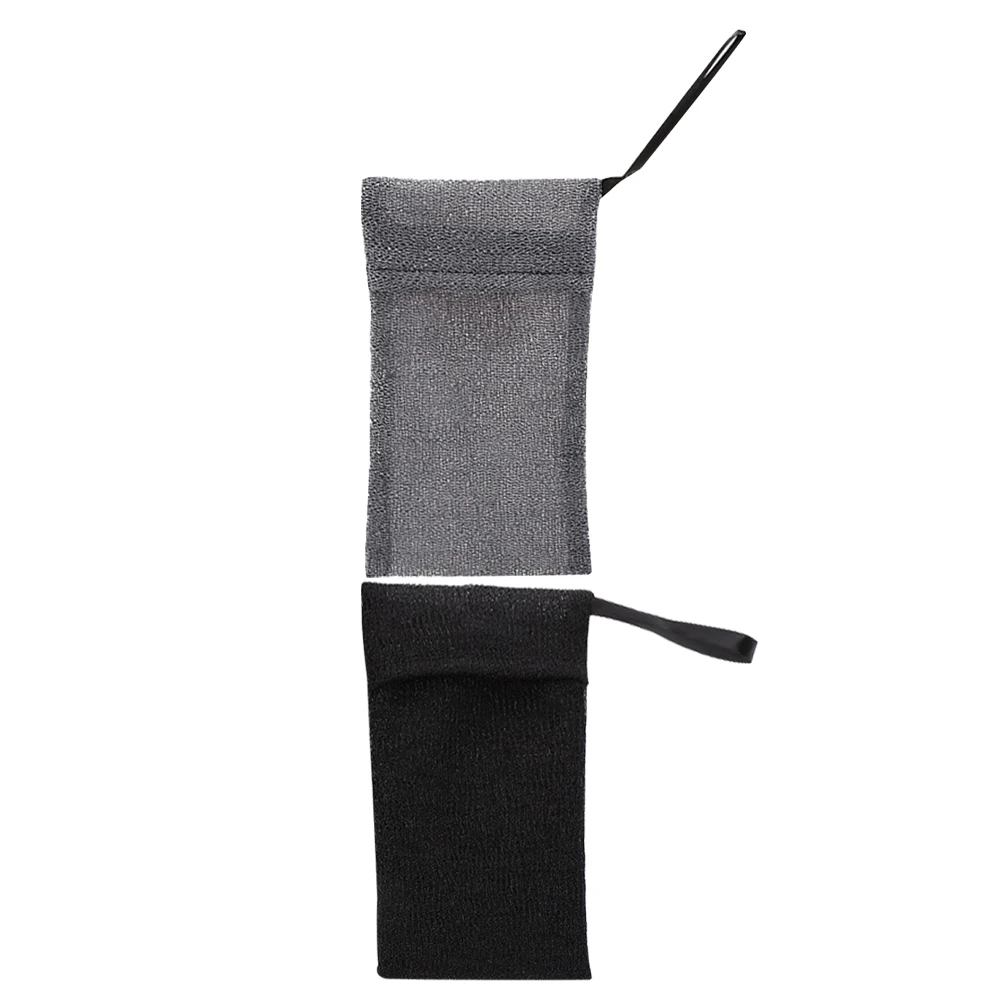 

2pcs Soap Saver Bag Bar Soap Pouch Exfoliating Scrubber Nylon Mesh Bath Ball Wash Clothes Body Foam Net Bag Gray Black