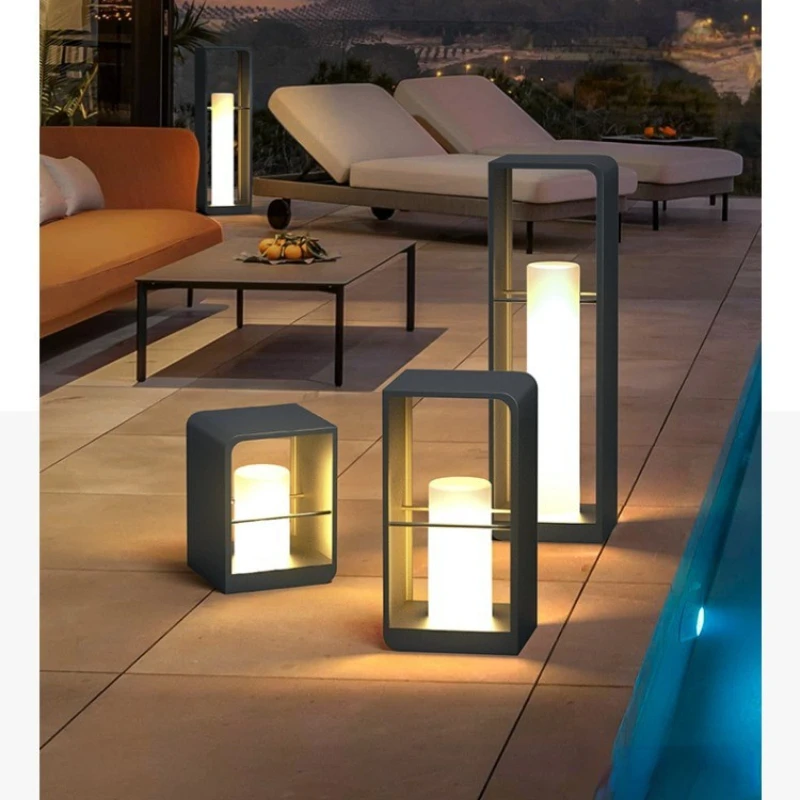 patio gramado outdoor light villa jardim paisagem impermeavel outdoor modern solar energy iluminacao led floor lamp gate 01