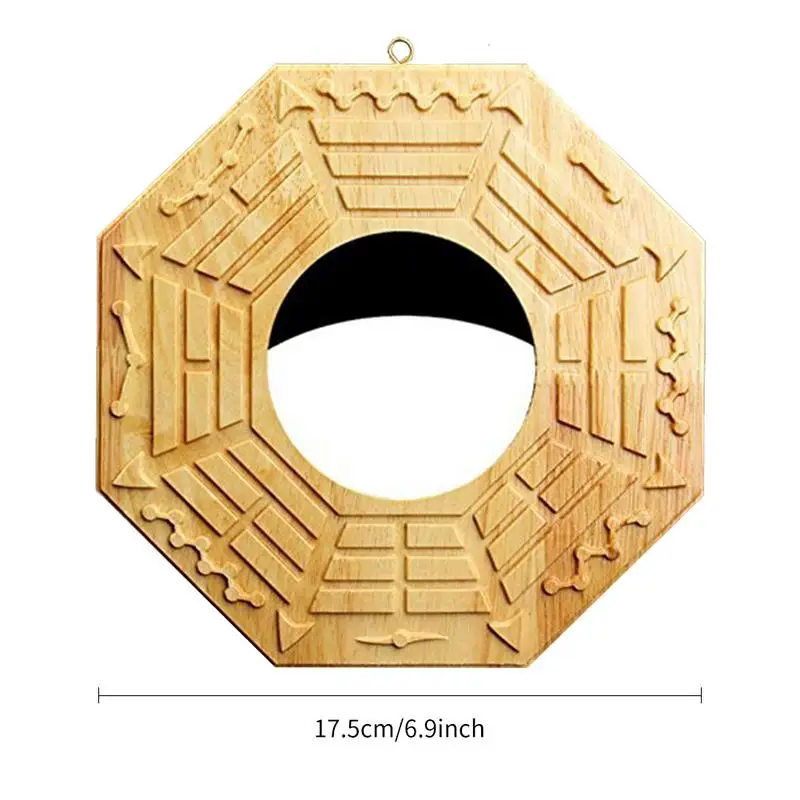 Traditional Chinese Feng Shui Bagua Mirror Wooden Lucky Dent Convex Bagua FengShui Mirror Home Decoration Mirror