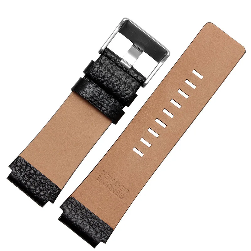 cowhide watchband for diesel DZ1089 DZ1123 DZ1132 replacement watch strap convex mouth strap 30X22mm Black  brown white