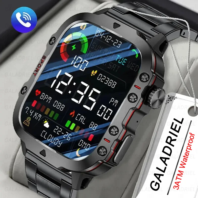 

New Smartwatch Men Rugged Military Bluetooth Call Sport Heart Rate IP68 Waterproof Outdoor Smart Watches For XIAOMI Android IOS