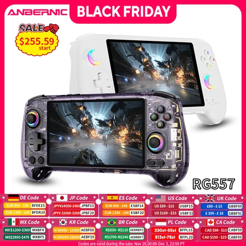 ANBERNIC-consola de juegos portátil RG557, pantalla AMOLED de 5,48 "", dimensión 8300, reproductor de vídeo Retro Android, compatible con transmisión WIFI FOTA