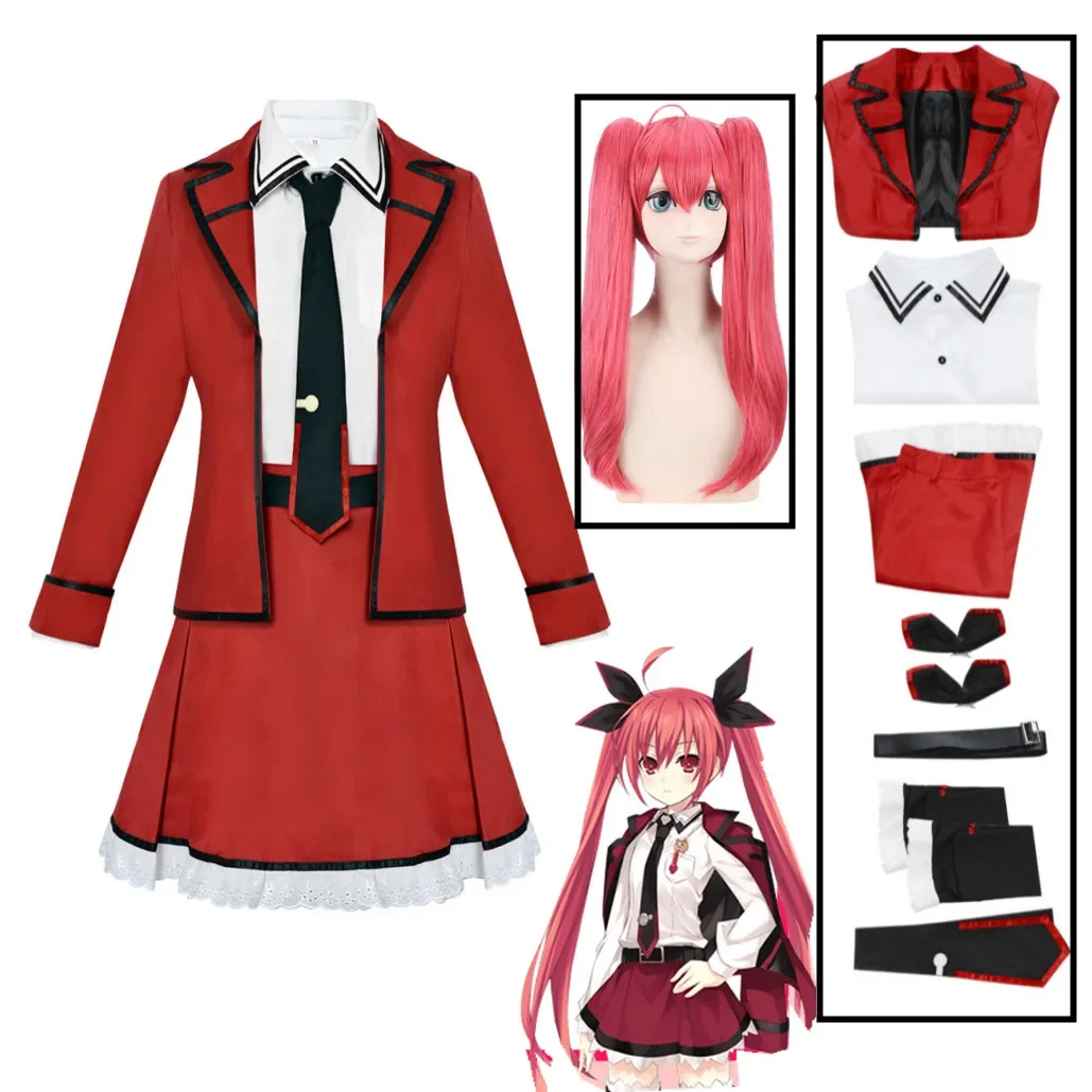 

Anime DATE A LIVE Kotori Itsuka Cosplay Costume wig Set chool Girl JK Uniform Wig Halloween Party Full Set Fancy Dress Suit