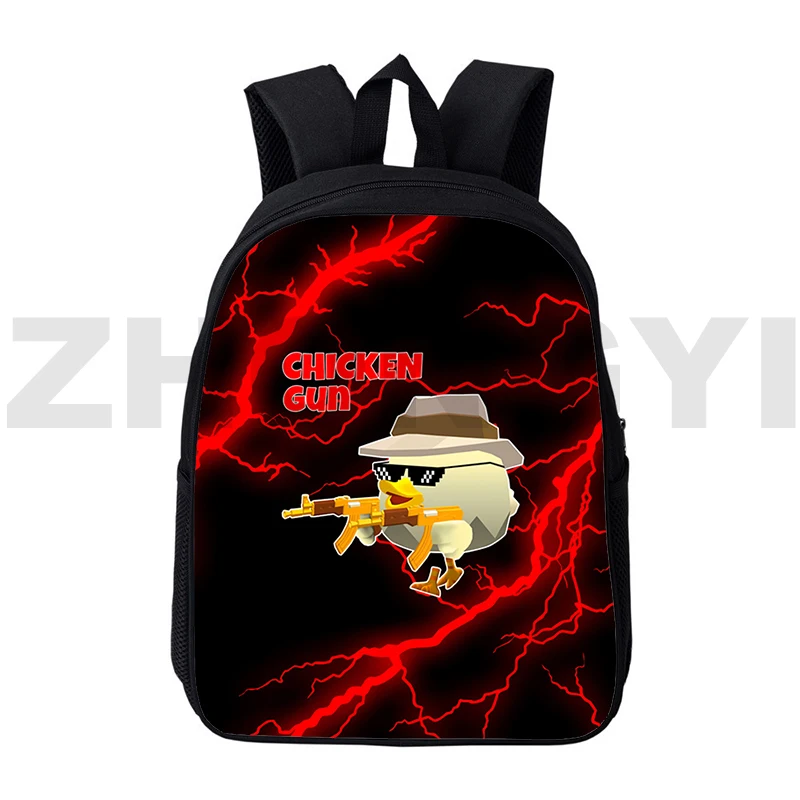 Casual 12/16 Inch Chicken Gun Backpacks 3D Cartoon Bag Anime Schoolbag for Girls Travel Teenagers Mochila Rucksack Kindergarten