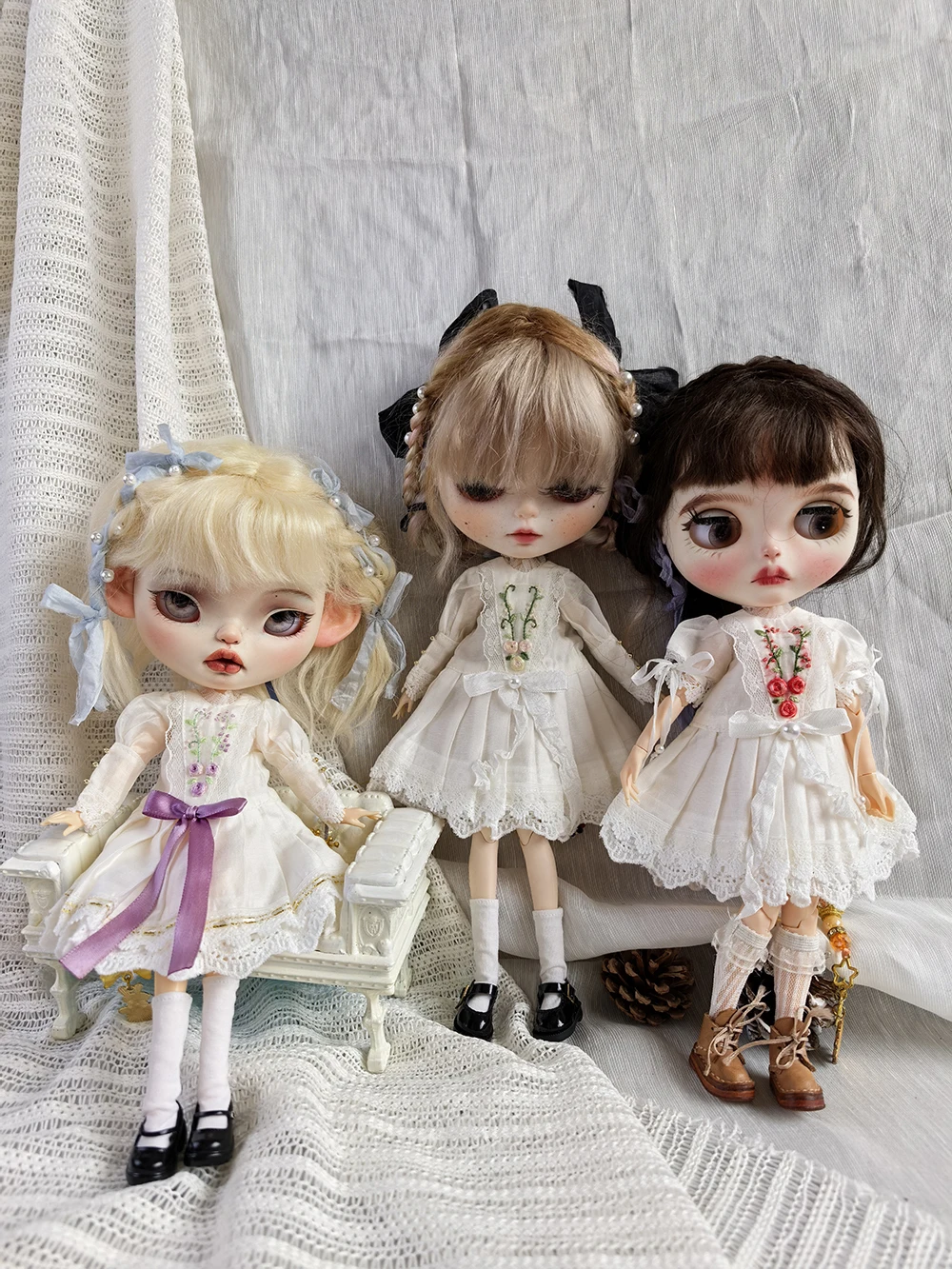 Hydrangea Rose Embroidery Dress for Blythe Doll Cute ICY DBS OB22 OB24 AZONE Accessory Clothing forblythe Dolls