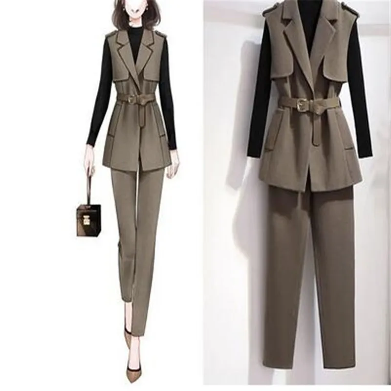 Professional Suit Temperament Goddess Model High-end Spring and Autumn Clothes 2023 New Age Reducing Three Piece Set