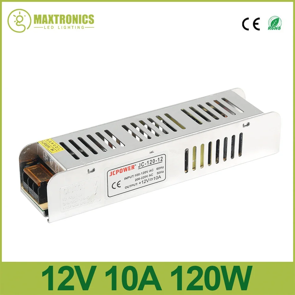 ใหม่12V 10A 120W แหล่งจ่ายไฟบางเฉียบแหล่งจ่ายไฟ AC เป็น DC อะแดปเตอร์สลับไดรเวอร์สำหรับแถบไฟ LED รถยนต์ MODUL lampu 110V/220V